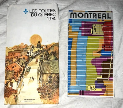 (2) Mapas 1974 de la provincia de Quebec y la ciudad de Montreal Foto 1 de 4