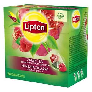 6x Lipton Green Tea Raspberry Pomegranate = 120pcs Pyramid Tea (6 x 20 Tea Bags)