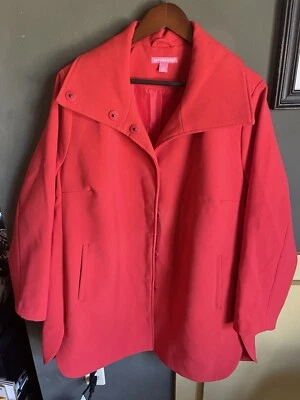 Woman Within Women's Plus Size 20W Fleece Swing Funnel-Neck Coat Red - Image 1 of 4
