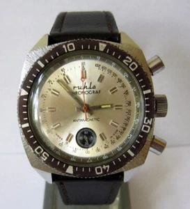 VINTAGE EXCELLENT DDR GERMANY RUHLA FLYBACK DIVER CHRONOGRAPH, SERVICED, 1970's - Picture 1 of 13