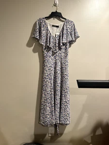Vestido para mujer Lauren Ralph Lauren etiqueta negra talla 10 midi azul forrado floral nuevo con etiquetas - Imagen 1 de 4