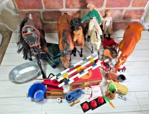 Large Lot Breyer Horses Doll riders Horse care Parts Accessories 7 Horse 2 Doll - Picture 1 of 16