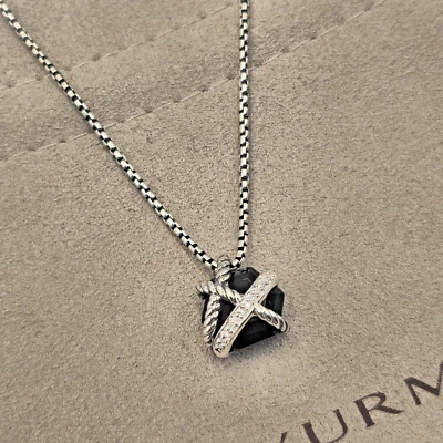 Collar David Yurman Cable Wrap Negro Ónix y Diamantes 16"-17" Foto 1 de 4