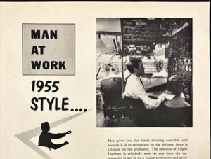 Spartan School of Aeronáutica 1955 hombre en el trabajo en la cabina anuncio impreso vintage - Imagen 1 de 7