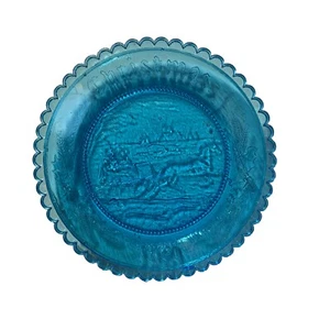 Pre-Owned Pairpoint Cup Plate Christmas 1981 Aqua U3 - Picture 1 of 3
