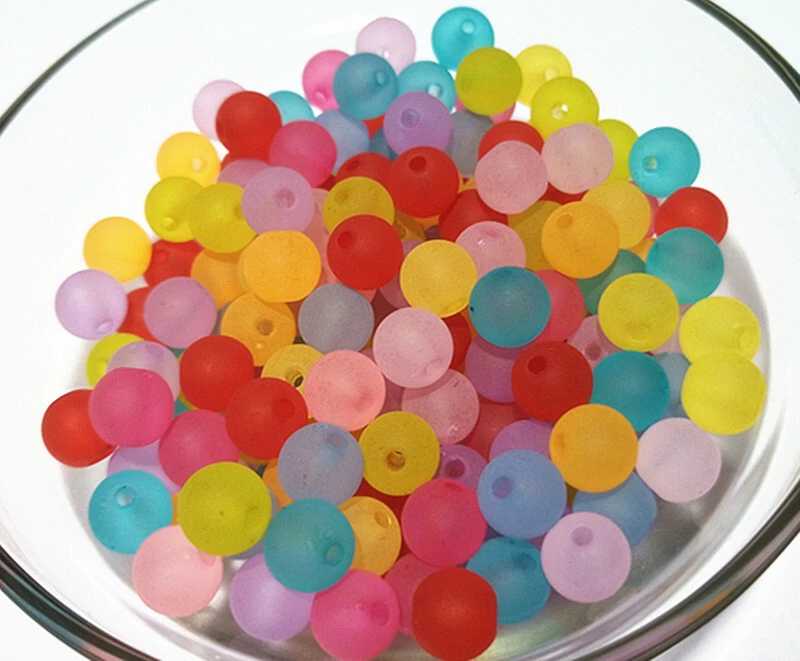 50pz perline 8mm tondo in acrilico trasparente satinato opaco bijoux - Immagine 1 di 1