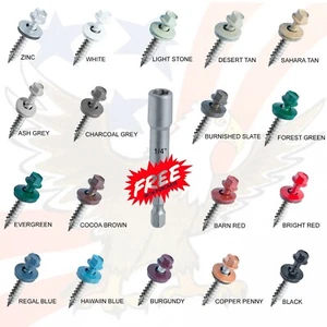 EAGLE 1 Metal Roofing Screws 1" - 4" Painted Hex Washer Head Sheet Metal Roofing - Picture 1 of 72