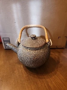 Japanese Meiji Period Pottery Teapot orange peel  reticulated Glaze old - Picture 1 of 12