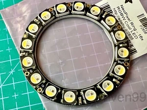 Adafruit NeoPixel Ring, 16 Addressable RGBW LEDs, RGBCW Cool White ~6000K - Picture 1 of 4