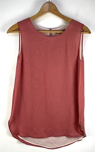 VINCE Scoop Neck Double-Layer Tank Top Salmon Pink 100% Silk Size XS - Picture 1 of 11