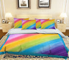 Funda de almohada de cama edredón con patrón arco iris 3D ZHUB1641 Queen King Zoe