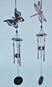 BLACK GARDEN METALLIC SILHOUETTE CHIMES, SHED OR ANYWHERE 33CM - Picture 1 of 7