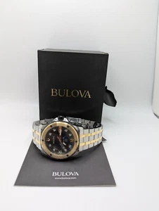 Reloj Pulsera Bulova Marine Star Hombre Plata Oro Acero Inoxidable Cristal - Imagen 1 de 12