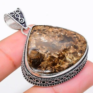 Bronzite Gemstone Handmade Pendant 925 Sterling Silver Jewelry Pendant 1.97" - Picture 1 of 3