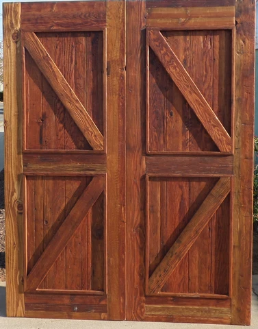 Rustic reclaimed lumber double British Brace you choose size barn door Farmhouse Cover