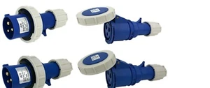 JCE 240V BLAU NACHLAUFSTECKER + KUPPLUNGEN WETTERFEST 16MP - 125AMP IP67 SCHNELLE PASSFORM - Bild 1 von 28