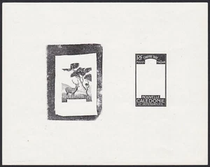 New Caledonia 1928 Postage Due, Malayan Sambar, Composite Proof - Picture 1 of 2