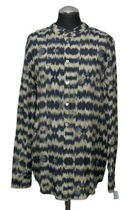 813 Ottotredici Women's Blouse L Blue Dark Print Long Sleeve Light Viscose New - Picture 1 of 5