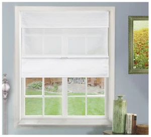 Daily White Cordless Light Filtering UV Protection Polyester Roman Shades - Picture 1 of 3