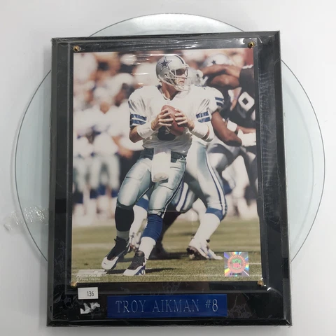Troy Aikman #8 Dallas Cowboys Photo Plaque NFL Wall Hanging Engraved 10x13 *FLAW Cover