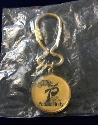 Vintage GM Keychain FISHER BODY Key Fob Ring 75 Years 1908-1983 General Motors - Image 1 of 4