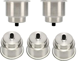 Paquete de 5 portavasos de acero inoxidable con desagüe para barco marino autocaravana cámper - Imagen 1 de 11