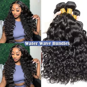 Brazilian Water Wave Human Hair Extensions 100% Unprocessed Virgin Weft 3Bundles - Picture 1 of 26