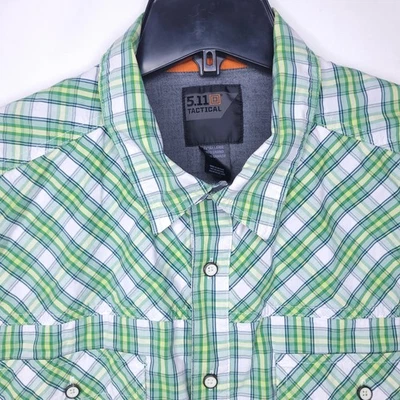 5.11 Tactical Shirt Mens XL Plaid Green, White Double Flex Convert - Image 1 of 4