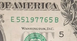 May 5, 1977 Birthday  Anniversary Note Fancy Serial Number $1 One Dollar  Bill - Picture 1 of 3