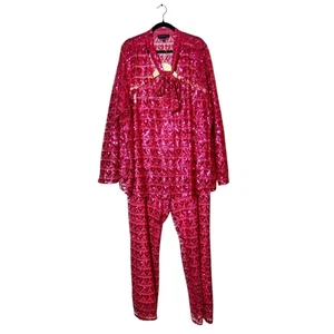 Nuevo con etiquetas Conjunto Blusa y Pantalón Pierna Ancha Lentejuelas Brillantes Rosa Eloquii Talla 28 26 Pantalón - Imagen 1 de 21
