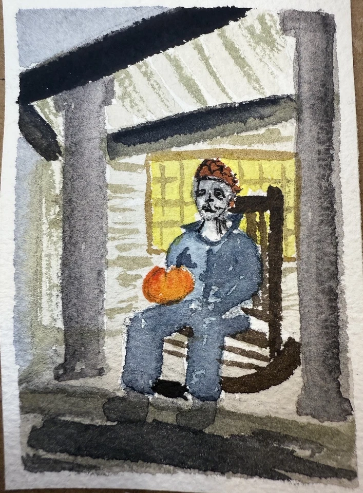 ACEO Original Watercolor Halloween Art Painting 2.5”x 3.5” by Beth Szymanski - Image 1 of 1