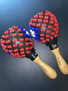 Tycoon schwarz Kunststoff Perlen Maracas TMPB-B kostenloser Versand in USA rot weiß & blau - Bild 1 von 9