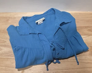 VTG International MALE Shirt Gallant Tie Bow Center Closure Cuffs Steel Blue L - Picture 1 of 10