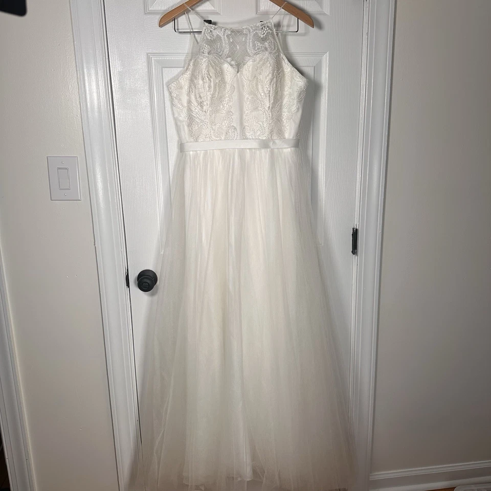 Wedding Dress Madison James White Bridal Gown Size 14 - Image 1 of 4