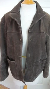 THE LIMITED DARK BRN SUEDE WOMEN'S JAcket sz xlrg heavy SNAPS CLOSED POCKETS - Picture 1 of 12