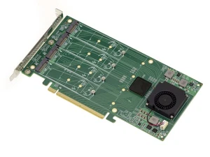 Controller Card Pcie 3.0 16x for 4 SSD M.2 Nvme M Key (M2 Ngff ) . Plx Pex 8747 - Picture 1 of 3