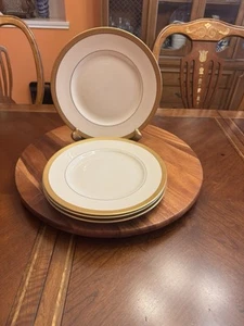 Syracuse China Old Ivory Bracelet Pattern Dinner Plate, Gold A Set Of 4 - Picture 1 of 8