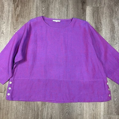 Blusa Camisa Bryn Walker Top Mujer 2X Lino Cuadrada Artista Púrpura Foto 1 de 4