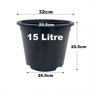 15 Litre Black Plant Pots Plastic Round Flower Pot L LT High Quality Moulded - Picture 1 of 4
