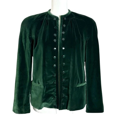 Chaqueta De Terciopelo Carlisle Gótica Militar Eduardiana Años 80 Verde Bosque Talla 6 Foto 1 de 4