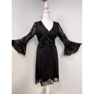 Y2K Jodi Kristopher Lace Bell Sleeve Dress M Gothic Witchy Dark Fairy Vintage USA - Bild 1 von 12