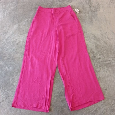 Old Navy Ankle Pants Womens Medium Petite Pink Wide Leg Playa 29x27 Mid Rise New - Image 1 of 4