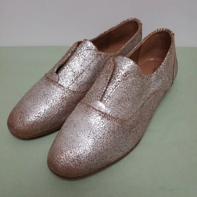 Oxford sin cordones Frye Terri para mujer talla 5,5 plateado metálico cuero marrón envejecido Foto 1 de 4