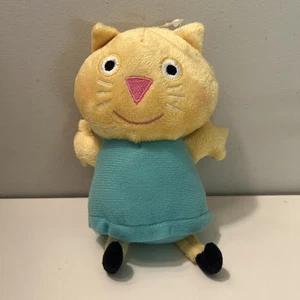 Peppa Pig GELBE KATZE 7 Zoll Plüschtier Stofftier mit kleinem Reißverschlussfach & Clip - Bild 1 von 4