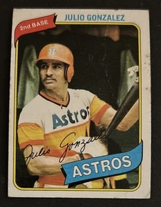 1980 Topps Julio Gonzalez Baseball Card #696 Astros 2B Poor Creased O/C - Picture 1 of 2