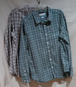 2 Columbia Shirts Men's Size XL Brown/Blue & Blue/Blue/Black Plaid Long Sleeve - Picture 1 of 15