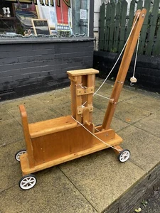 Vintage Child’s Wooden Hand Crafted Ride On Toy Crane With Working Jib & Hook - Picture 1 of 5