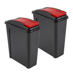 [Set of 2] 25L Plastic Recycle Bin With Lid Kitchen Waste Garden Rubbish Dustbin - Picture 1 of 15