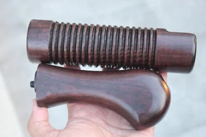 WOOD FURNITURE MOSSBERG 590 FOREND & STOCK GRIPS FOR 12 GA ONLY LOOK OLD VTG - Picture 1 of 20