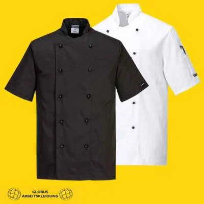 Kochjacke Bäckerjacke Kochbekleidung C734 Portwest schwarz/weiß (Gr.XS-4XL)